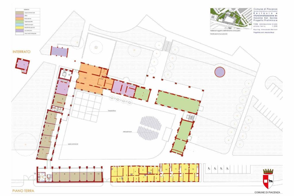 Pianta progetto destinazione d'uso del piano terra di Cascina San Savino