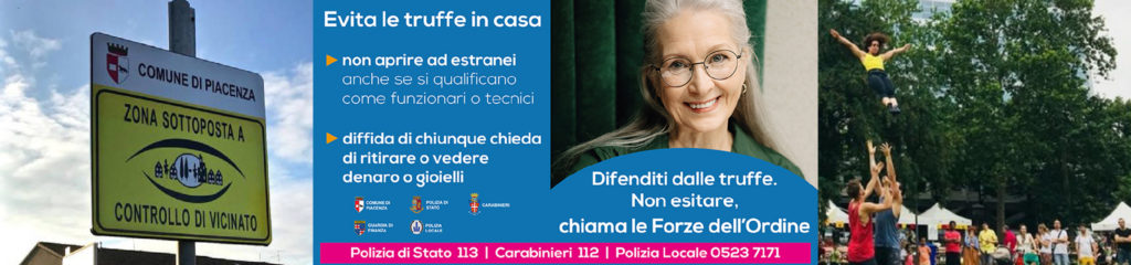 Cartello Controllo di vicinato, manifesto campagna mai più soli e evento nel parco