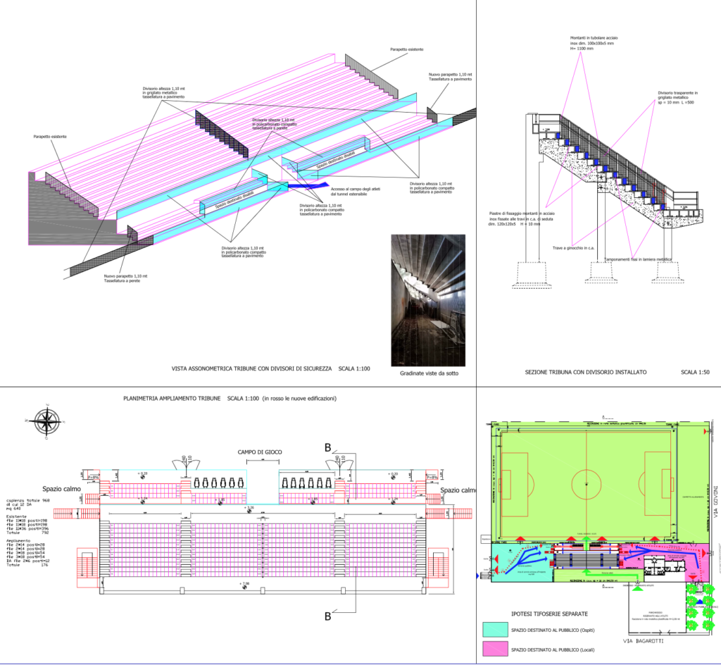 Progetto tribune stadio Bertocchi